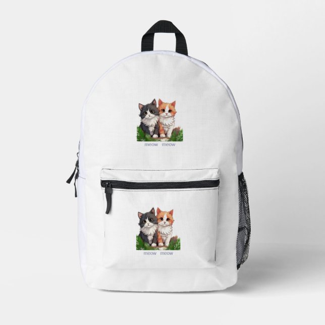 Beutel mit farbigen "Katzen und Miauen" Bedruckter Rucksack (Vorderseite)