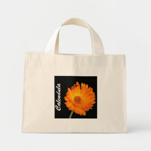 Beutel - orangefarbene Calendula mit Wassertropfen Mini Stoffbeutel