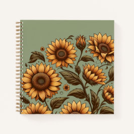 Beutel und Sonnenblumen Notizbuch