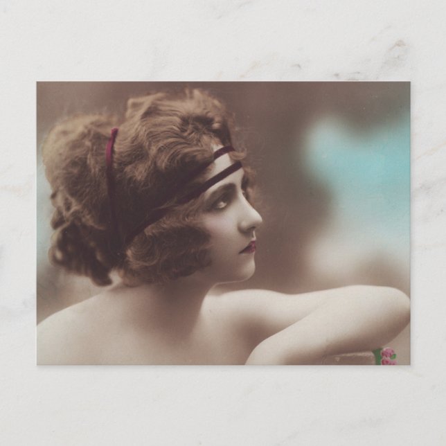 Beutiful Belle Epoque Frau Vintage Postkarte (Vorderseite)
