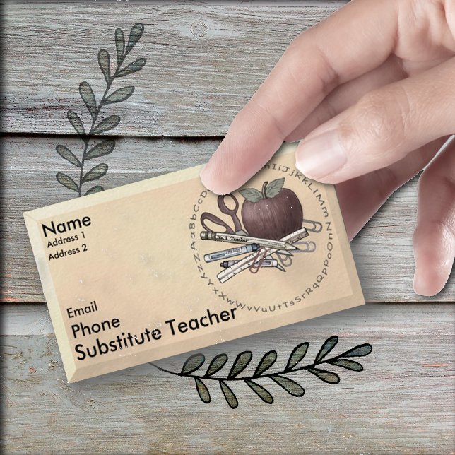 Bevel Substitut Teacher Custom Business Card Visitenkarte (Von Creator hochgeladen)