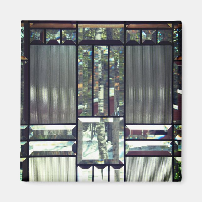 Beveled Glas Birch Bäume metallisch silber modern Magnet (Vorne)