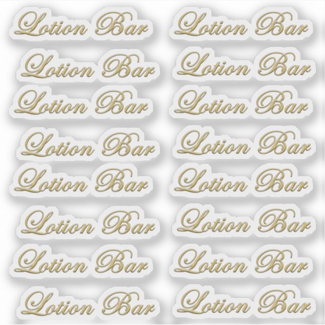 Beveled Metallic Gold Script Lotion Bar wasserdich Aufkleber (Vorderseite)