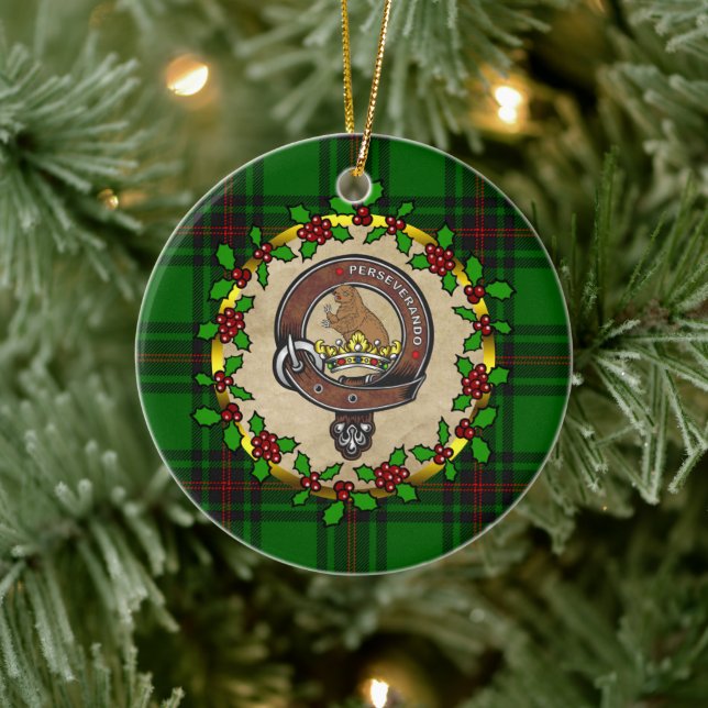 Beveridge Clan Abzeichen & Tartan Personalisierte  Keramik Ornament (Baum)