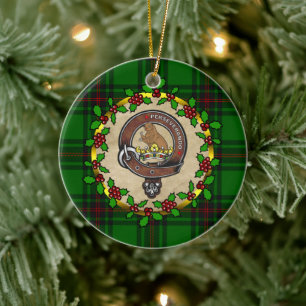 Beveridge-Clan-Abzeichen und Tartan personalisiert Keramik Ornament
