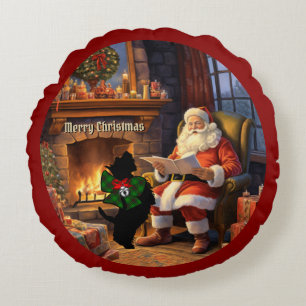 Beveridge Scottie Dog & Santa Personalisierte Weih Rundes Kissen