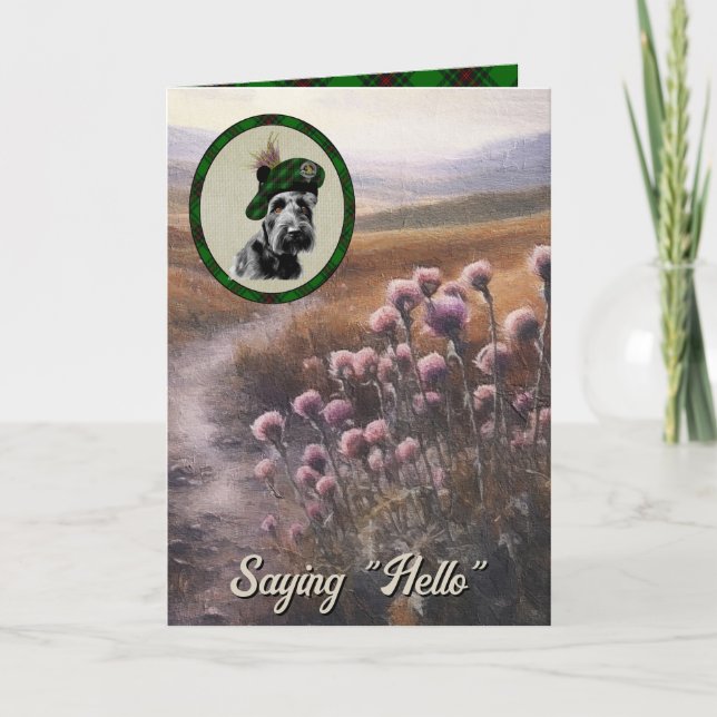 Beveridge Scottie Dog & Tartan Personalisiert Karte (Vorderseite)