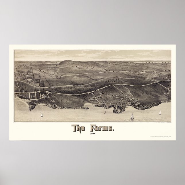 Beverly Farms, MA Panorama Karte - 1886 Poster (Vorne)