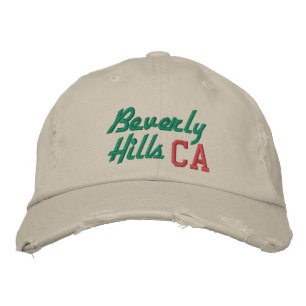 Beverly Hills CA Green und Red Vintag Style Bestickte Baseballkappe