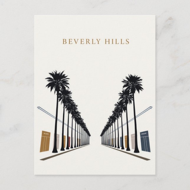 Beverly Hills Palm Tree Shopping Kunst Postkarte (Vorderseite)