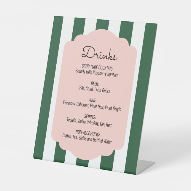 Beverly Hills Pink & Green Drink Menu Sockelschild (Vorderseite)