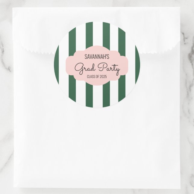 Beverly Hills Pink & Green Grad Party Runder Aufkleber (Tasche)