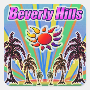 Beverly Hills Sommer-Liebe Quadratischer Aufkleber