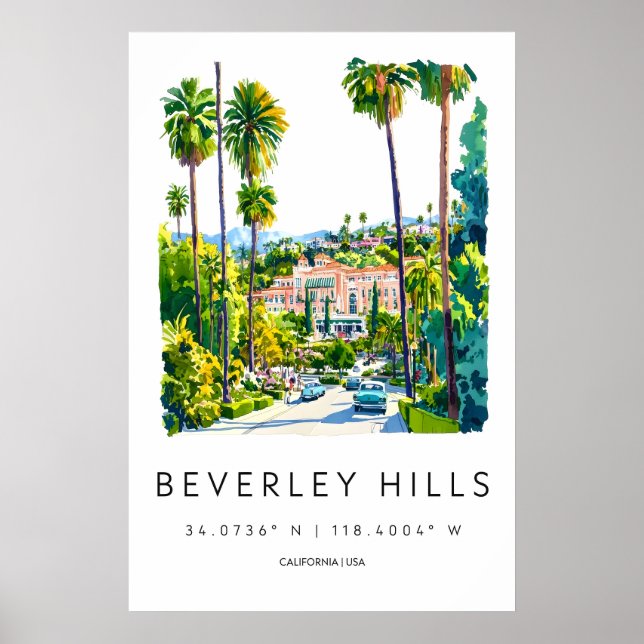 Beverly Hills Watercolor 1 Poster (Vorne)