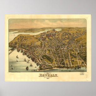 Beverly Massachusetts 1886 Antike Panoramakarte Poster