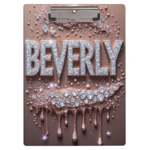 Beverly Name Roségold Diamant Triefender Glitter Klemmbrett