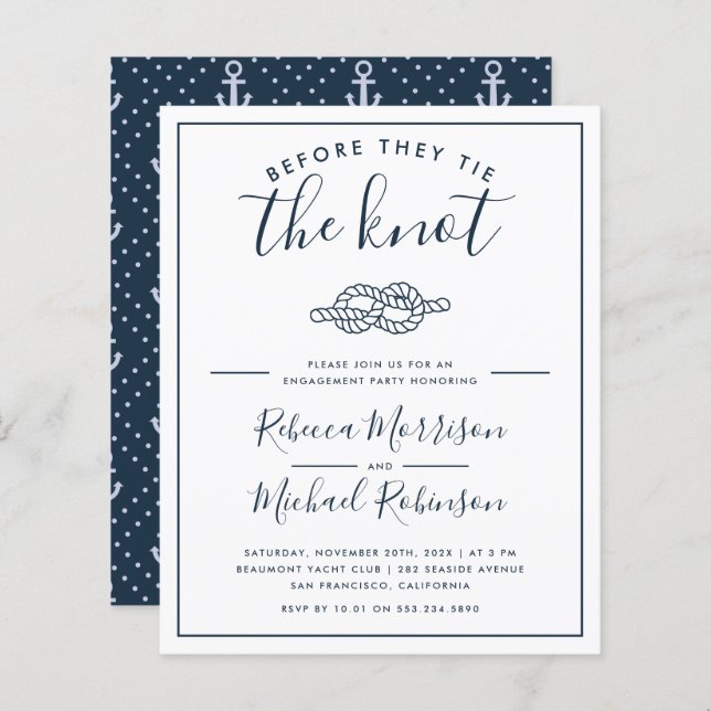 Bevor sie die Knot-Nautic-Engagement-Partei Krawat (Vorne/Hinten)