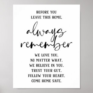 Bevor Sie diese Zuhause Inspiration Verlassen Poster