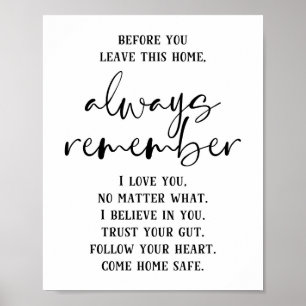 Bevor Sie diese Zuhause Inspiration Verlassen Poster