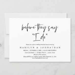 Bevor sie "Ich tue" sagen, Hochzeit Probe Abendess Einladung