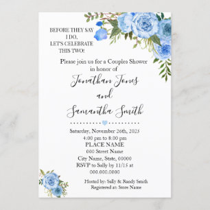 Bevor sie sagen, dass ich Paare duschen blauen Hoc Einladung