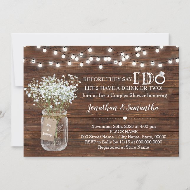Bevor sie sagen, ich mache Hochzeitspaare duschen Einladung (Vorderseite)