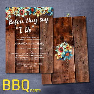 Bevor sie sagen, ich mache rustikale Probe Abendes Einladung