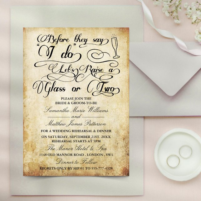 Bevor sie sagen, lasst uns ein oder zwei Gläser an Einladung (Von Creator hochgeladen)