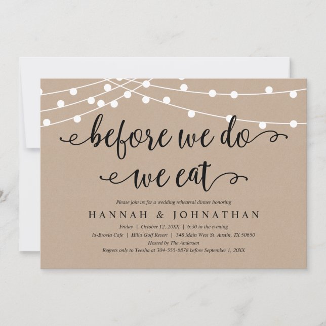 Bevor wir es tun, essen wir rustikale Probe Einladung (Vorderseite)