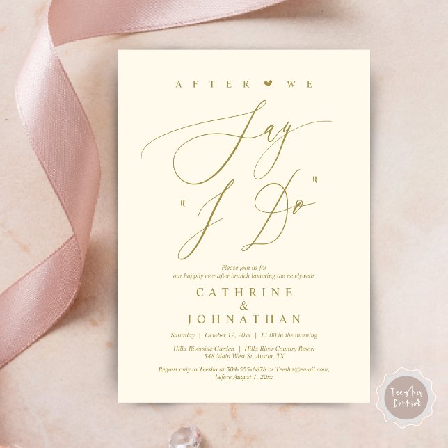 Bevor wir "I Do" sagen, Hochzeit Probe Dinner Einladung (Before we say "I Do", Wedding Brunch Invitation Card, PDF, Modern Romantic, in Classy Yellow Gold)