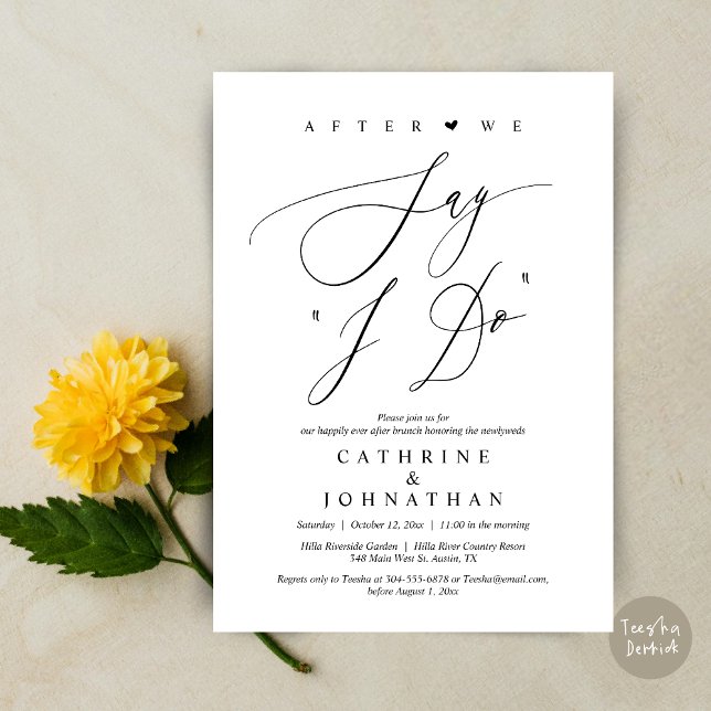 Bevor wir "I Do" sagen, Hochzeit Probe Dinner Einladung (Before we say "I Do", Wedding Brunch Invitation Card, PDF, Modern Romantic, in Black and White)