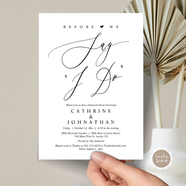 Bevor wir "I Do" sagen, Hochzeit Probe Dinner Einladung (Before We Say "I Do", Wedding Rehearsal Dinner Invitation Card, Digital PDF JPG File Download )