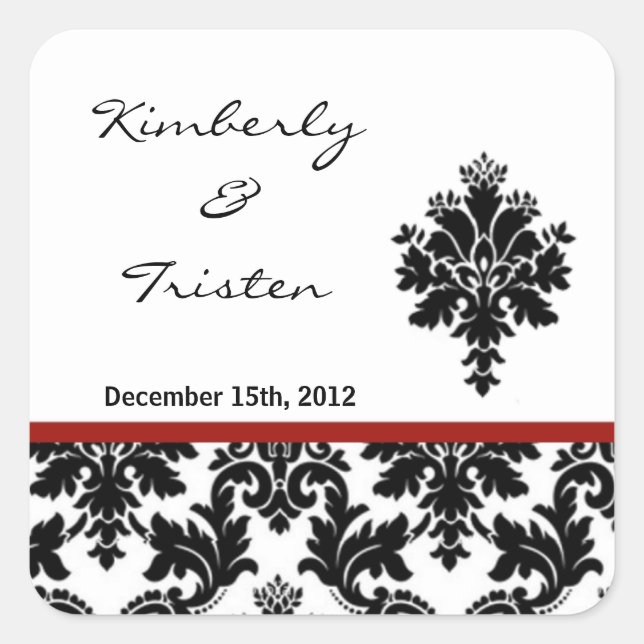 Bevorzugen Sticker Black Red Damask Lace Print (Vorderseite)