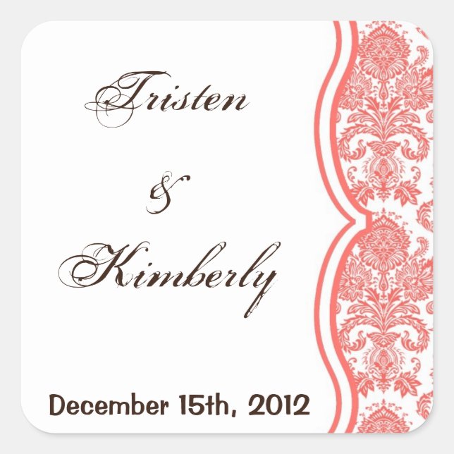 Bevorzugen Sticker Korallenrosa Weiße Damaske Schn (Vorderseite)