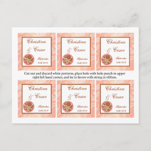 Bevorzugung Tags Braun Rose auf Pink Floral Blume Postkarte