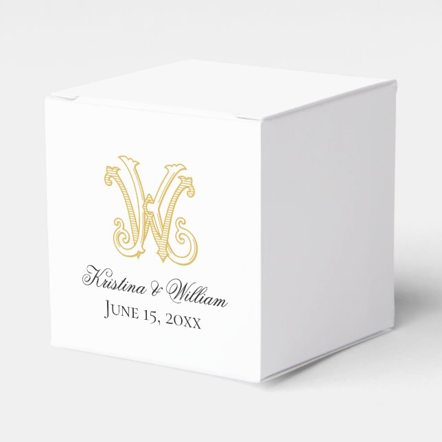Bevorzugungsbox KW Monogram oder WK Monogram Geschenkschachtel (Vorderseite)