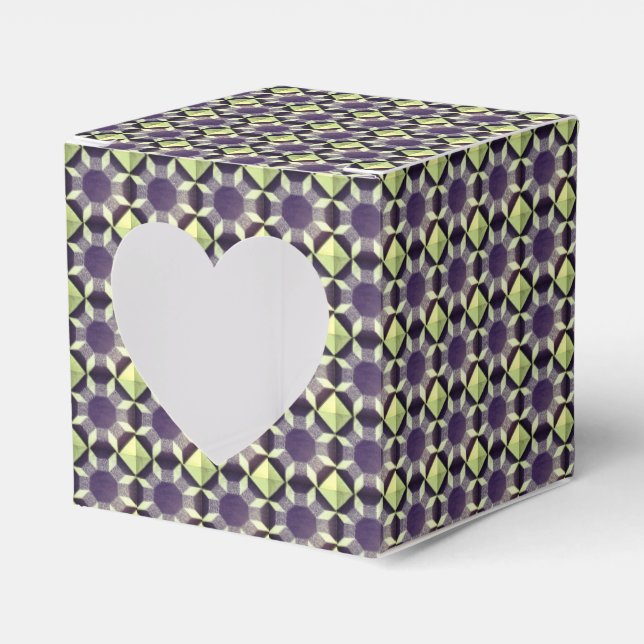 Bevorzugungsbox - Quilt Muster grün und blau Geschenkschachtel (Vorderseite)