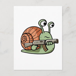 Bewaffnete Schnecke Postkarte