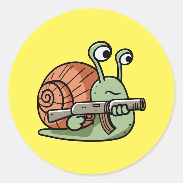 Bewaffnete Schnecke Runder Aufkleber (Vorderseite)