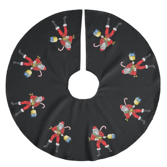 Bewaffneter Weihnachtsmann Polyester Weihnachtsbaumdecke (Vorderseite)