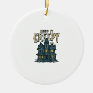 Bewahre es Gruseliges Vintage Spukhaus Halloween D Keramik Ornament