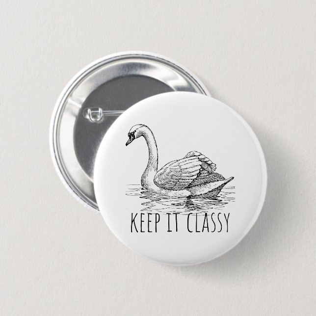 Bewahre es klassisch eleganter Schwan Button (Vorne & Hinten)