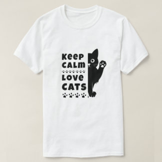 Bewahre Ruhe und liebe Katzen Minimales Katze-Lieb T-Shirt