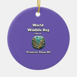 Bewahren Sie das All. Welttag der Wildtiere Keramik Ornament