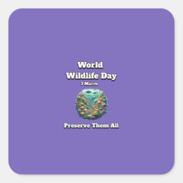 Bewahren Sie das All. Welttag der Wildtiere Quadratischer Aufkleber