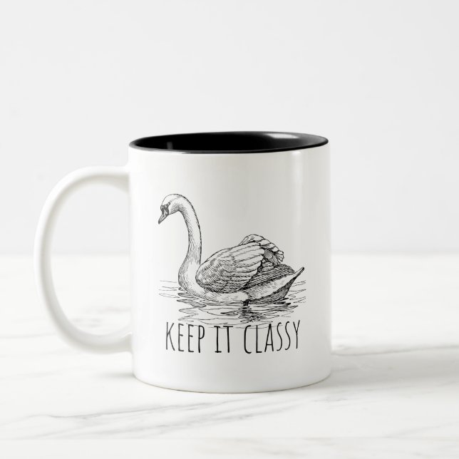 Bewahren Sie es klassisch Eleganter Schwan Zweifarbige Tasse (Links)