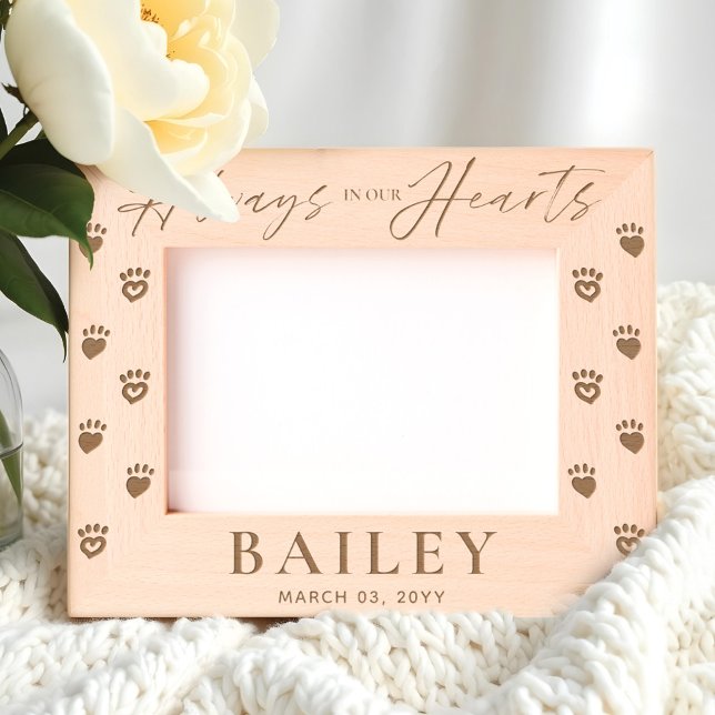 Bewahren Sie immer den Namen der Haustiere im Herz Geätzte Rahmen (Always in Our Hearts Pet Memorial Name Keepsake Etched Frames)