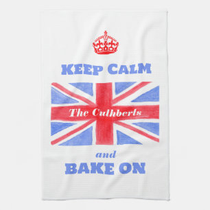 Bewahren Sie Ruhe Backen Sie Weiter Union Jack Bri Geschirrtuch