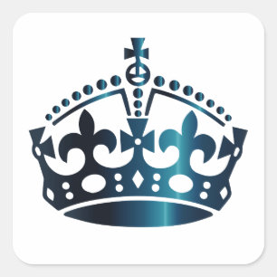 Bewahren Sie Ruhe Dunkelblaue Krone - Hintergrund Quadratischer Aufkleber