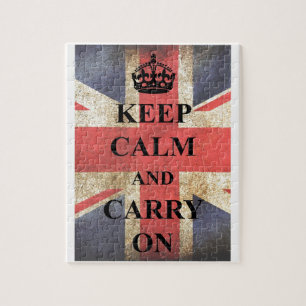 Bewahren Sie Ruhe Tragen Sie Weiter Britische Flag Puzzle